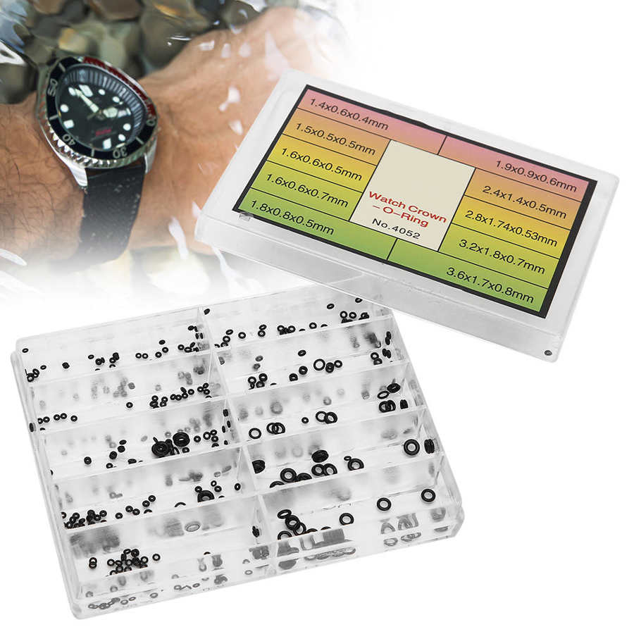 10 Grids Watch Head Waterproof Ring Watch Crown O-Ring Waterproof Seals Repairing Tools Accessories Kit for Watchmakers